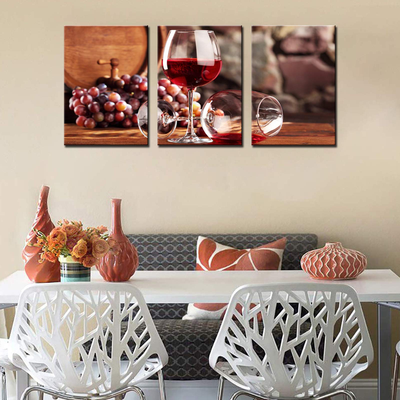 Amazon.co.jp: ワインピクチャー 壁装飾 2つのワイングラス絵画